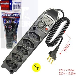 FILTRO DE LINHA PRISMATEC DE 05 TOMADAS TRIPLAS COM FUSÍVEL PROTETOR